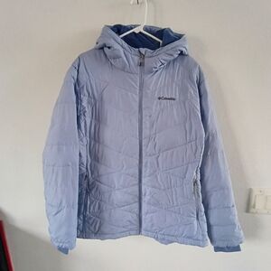 Columbia Powder Blue Hooded Insulated Jacket 2X Plus Size Winter Coat